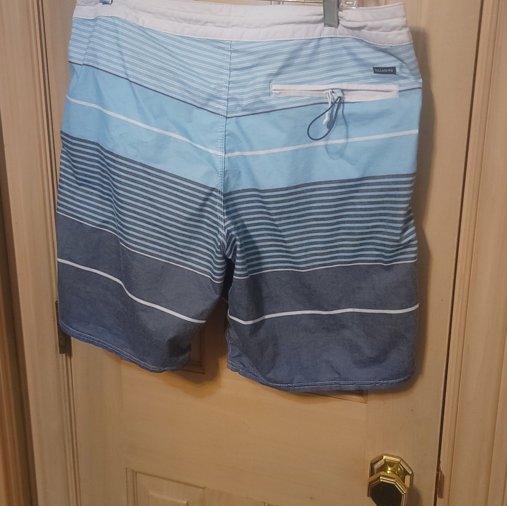 Mens Sz L Billabong Swim Shorts Swimsuit Blue Gray Stripes - Picture 4 of 8